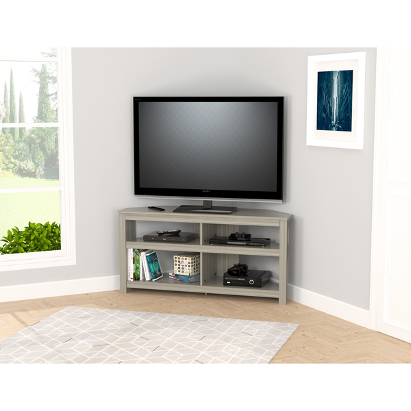 Inval Corner TV Stand 50 in. W Smoked Oak Fits TVs Up to 50 in. with Cable Management MTV-17019